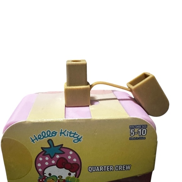 Hello Kitty Quarter Crew Socks with Popsicle water bottle carrier NWT - Picture 3 of 5